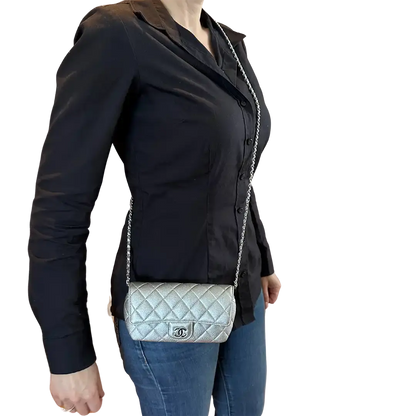Chanel Wallet on Chain silberfarben mit Metallic-Effekt limitiert / ungetragen Chanel