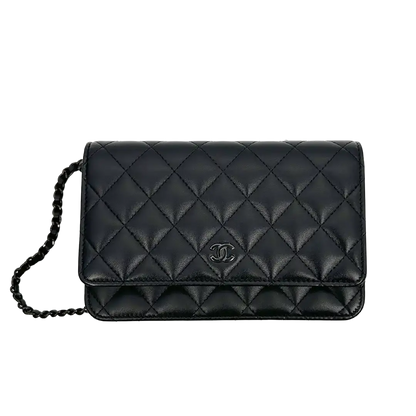 Chanel Wallet on Chain so black Edition Fullset Hardware verklebt / ungetragen Chanel