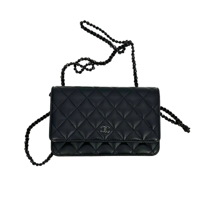 Chanel Wallet on Chain so black Edition Fullset Hardware verklebt / ungetragen Chanel