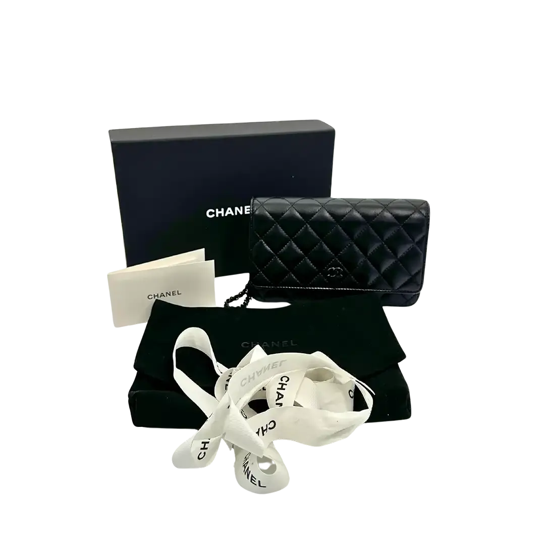 Chanel Wallet on Chain so black Edition Fullset Hardware verklebt / ungetragen Chanel
