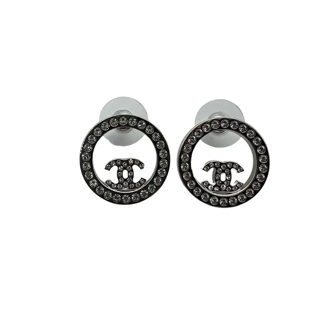 Chanel klassiche CC Ohrringe silber/kristall Fullset / neu Chanel