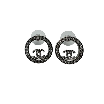 Chanel klassiche CC Ohrringe silber/kristall Fullset / neu Chanel