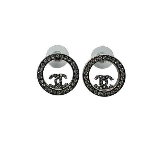 Chanel klassiche CC Ohrringe silber/kristall Fullset / neu Chanel