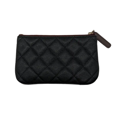 Chanel kleine Geldbörse CC Kaviar Leder schwarz / neuwertig Chanel
