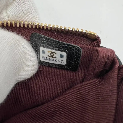 Chanel kleine Geldbörse CC Kaviar Leder schwarz / neuwertig Chanel