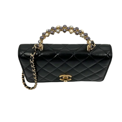Chanel limited Wallet on Chain Pearl Top Handle glänzendes Lammleder / sehr gut Chanel