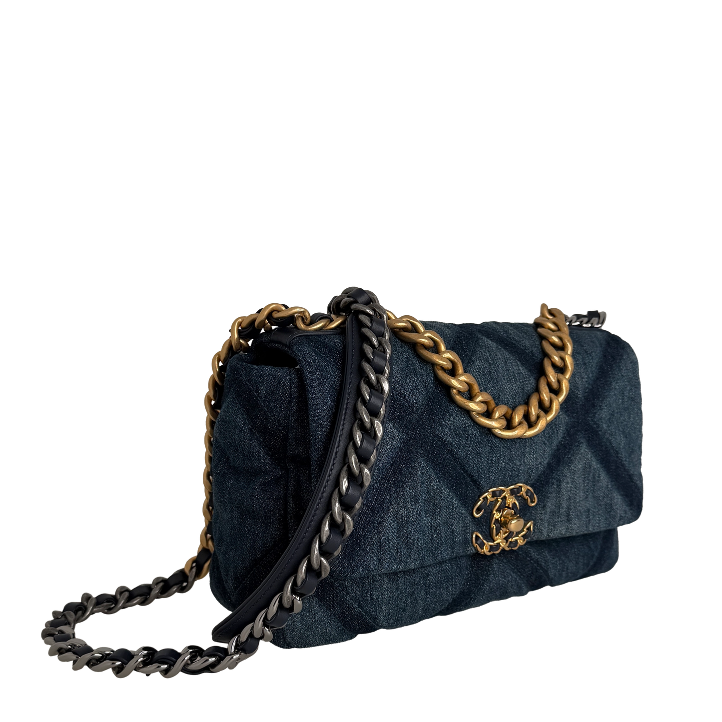 Chanel 19 Flap Bag Small Tasche Denim blau Chip / sehr gut Chanel