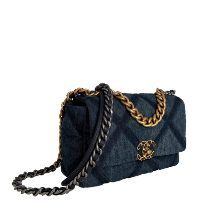 Chanel 19 Flap Bag Small Tasche Denim blau Chip / sehr gut Chanel