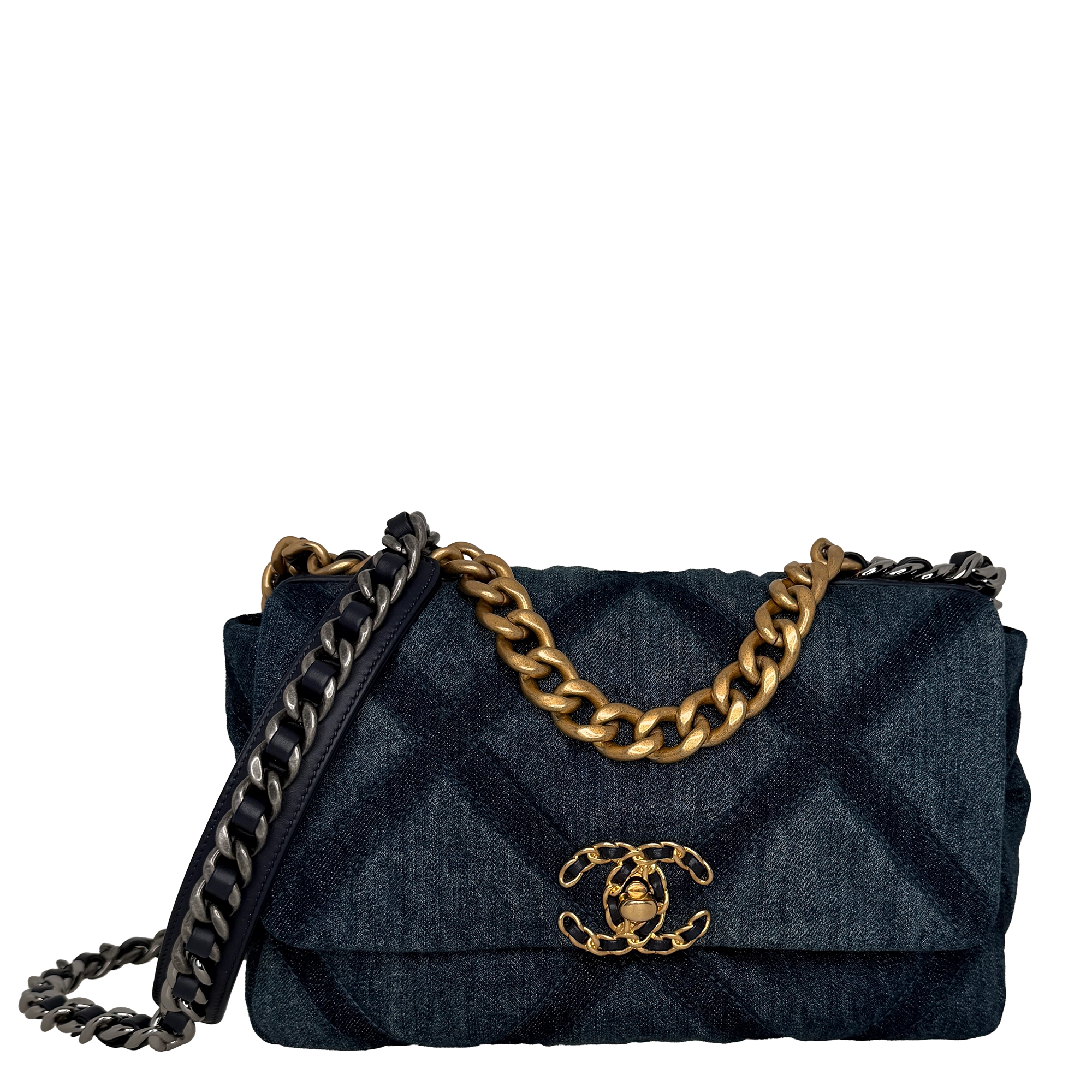 Chanel 19 Flap Bag Small Tasche Denim blau Chip / sehr gut Chanel