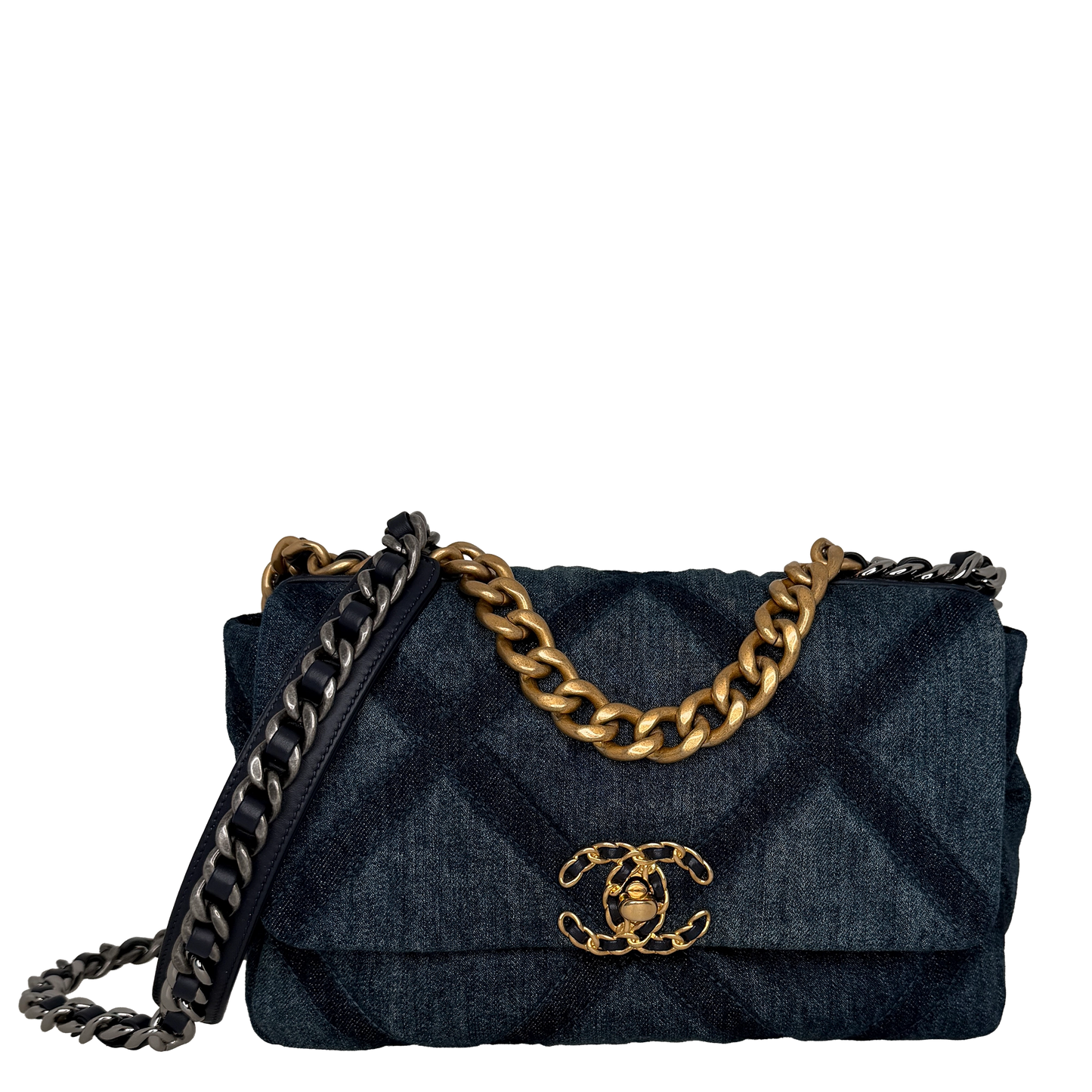 Chanel 19 Flap Bag Small Tasche Denim blau Chip / sehr gut Chanel