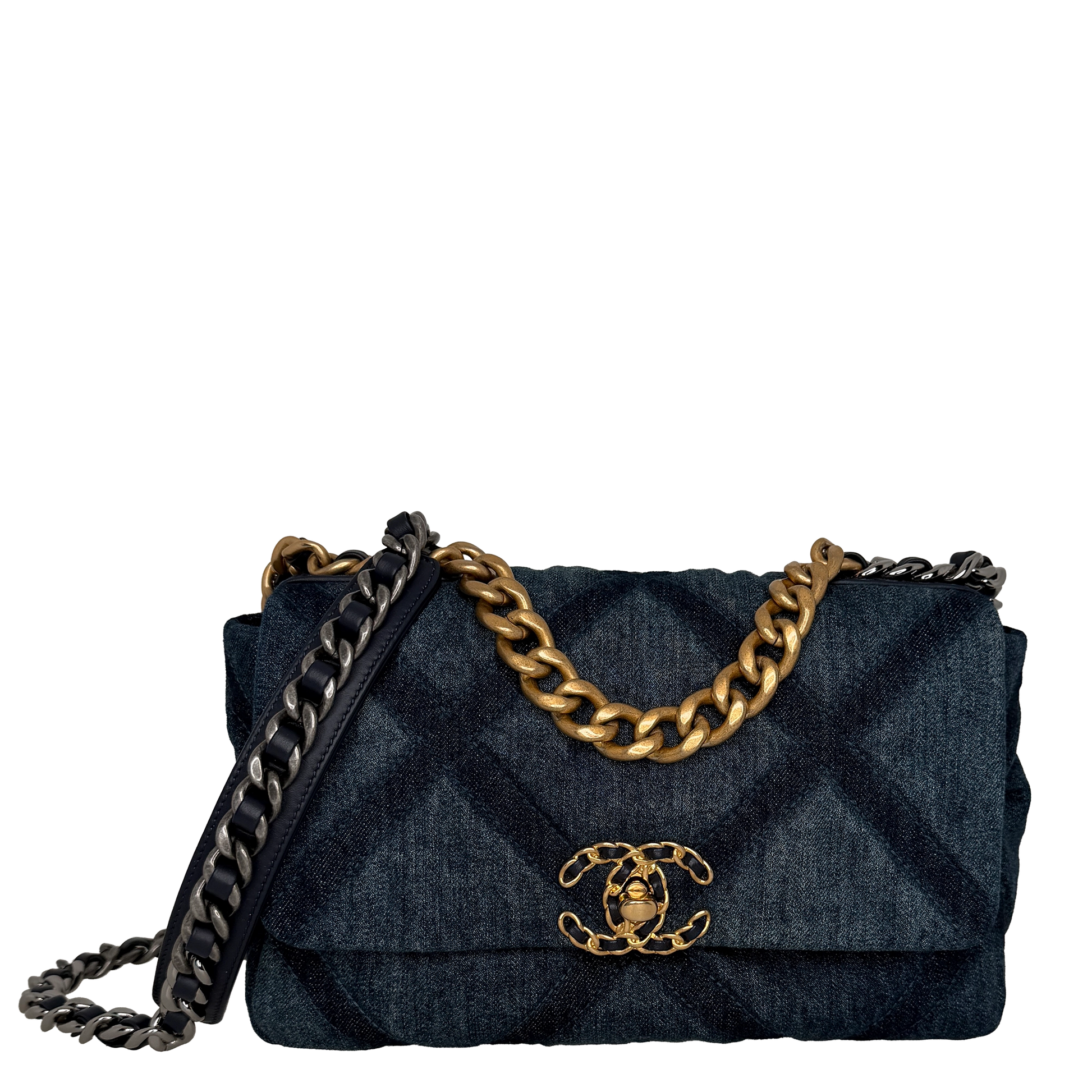 Chanel 19 Flap Bag Small Tasche Denim blau Chip / sehr gut Chanel