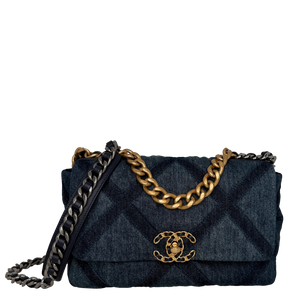 Chanel 19 Flap Bag Small Tasche Denim blau Chip / sehr gut