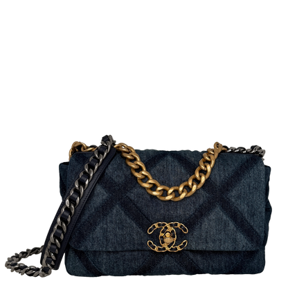 Chanel 19 Flap Bag Small Tasche Denim blau Chip / sehr gut Chanel