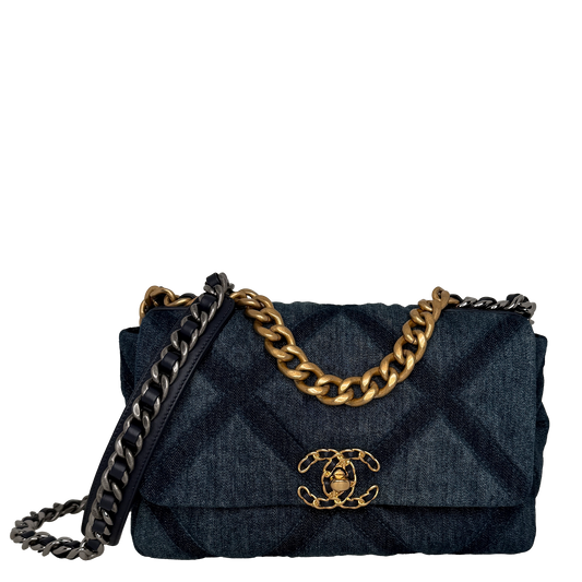 Chanel 19 Flap Bag Small Tasche Denim blau Chip / sehr gut Chanel