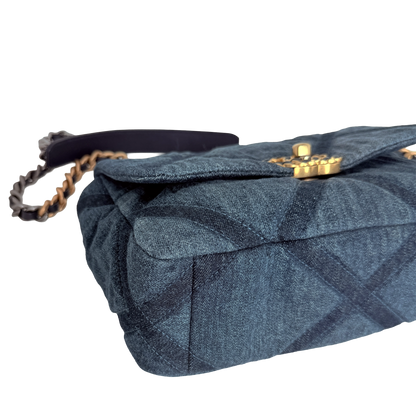 Chanel 19 Flap Bag Small Tasche Denim blau Chip / sehr gut Chanel