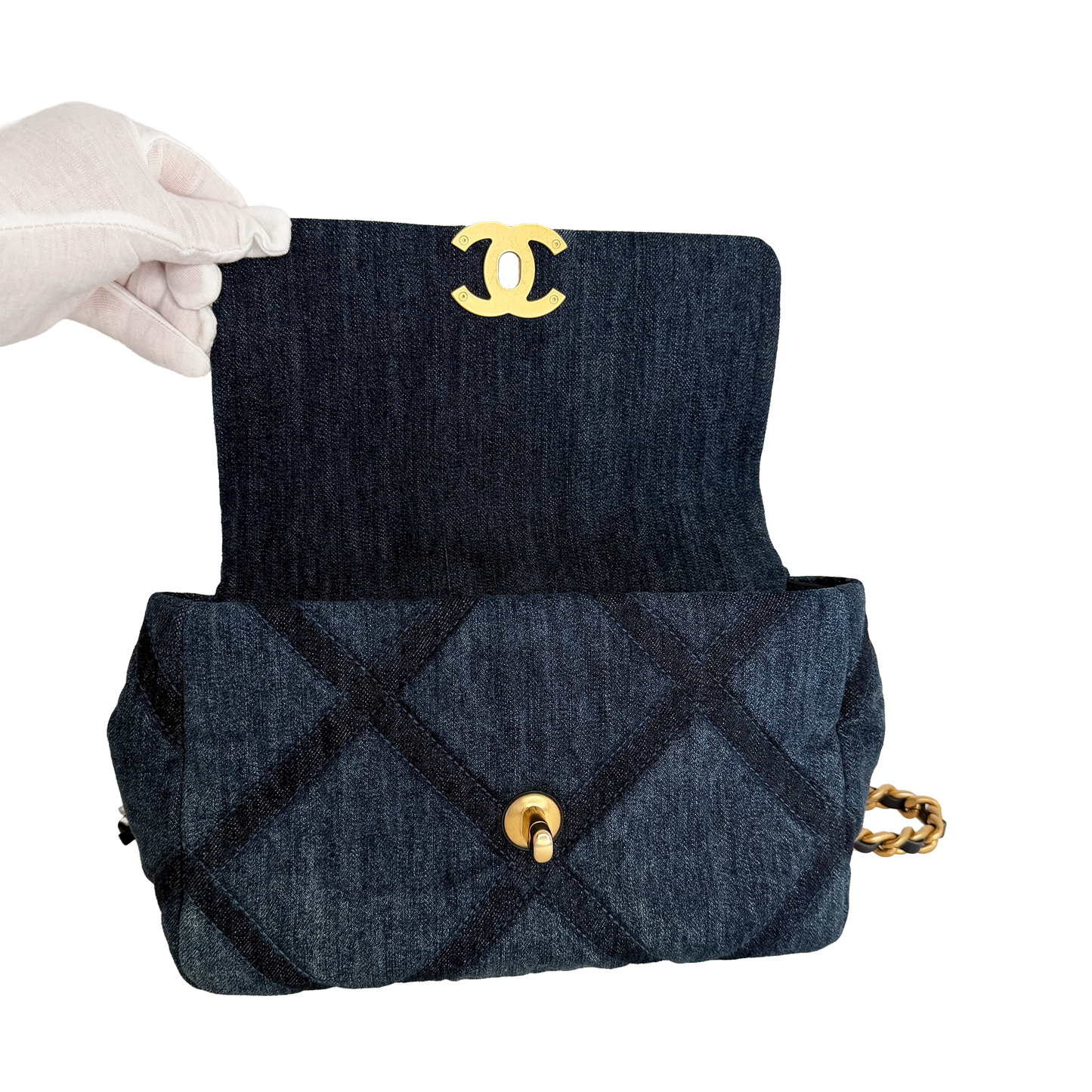 Chanel 19 Flap Bag Small Tasche Denim blau Chip / sehr gut Chanel