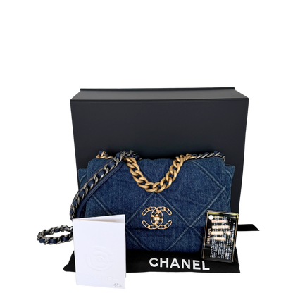Chanel 19 Flap Bag Small Tasche Denim blau Fullset / sehr gut Chanel
