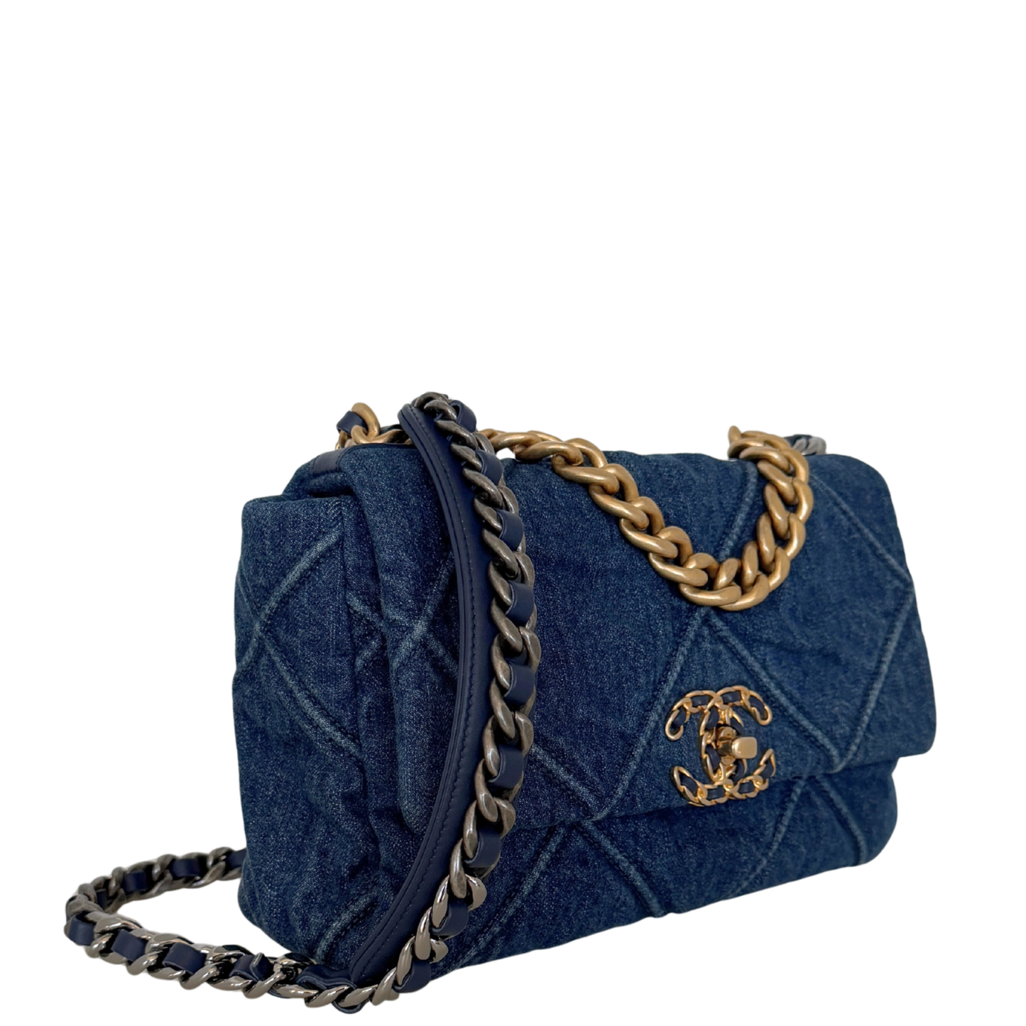Chanel 19 Flap Bag Small Tasche Denim blau Fullset / sehr gut Chanel