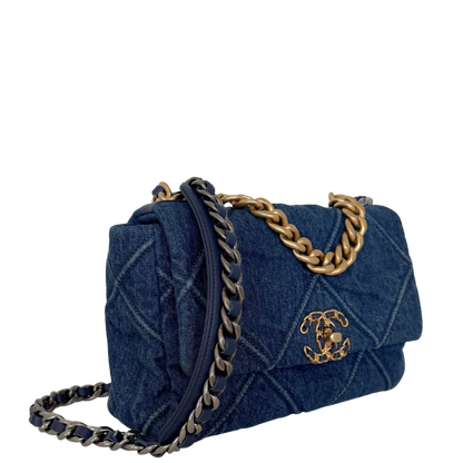 Chanel 19 Flap Bag Small Tasche Denim blau Fullset / sehr gut Chanel