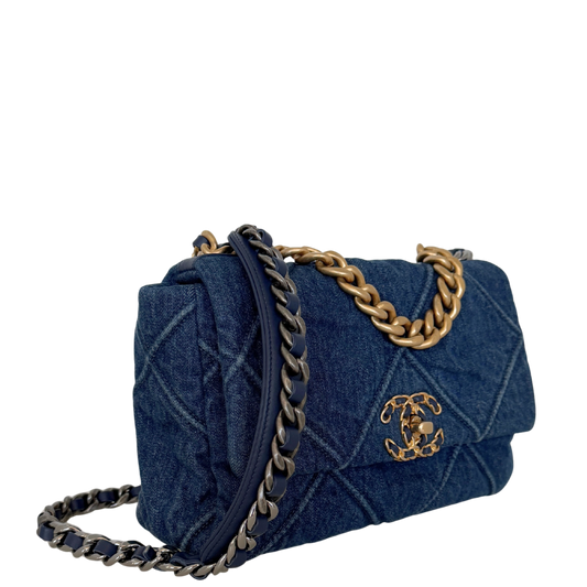 Chanel 19 Flap Bag Small Tasche Denim blau Fullset / sehr gut Chanel