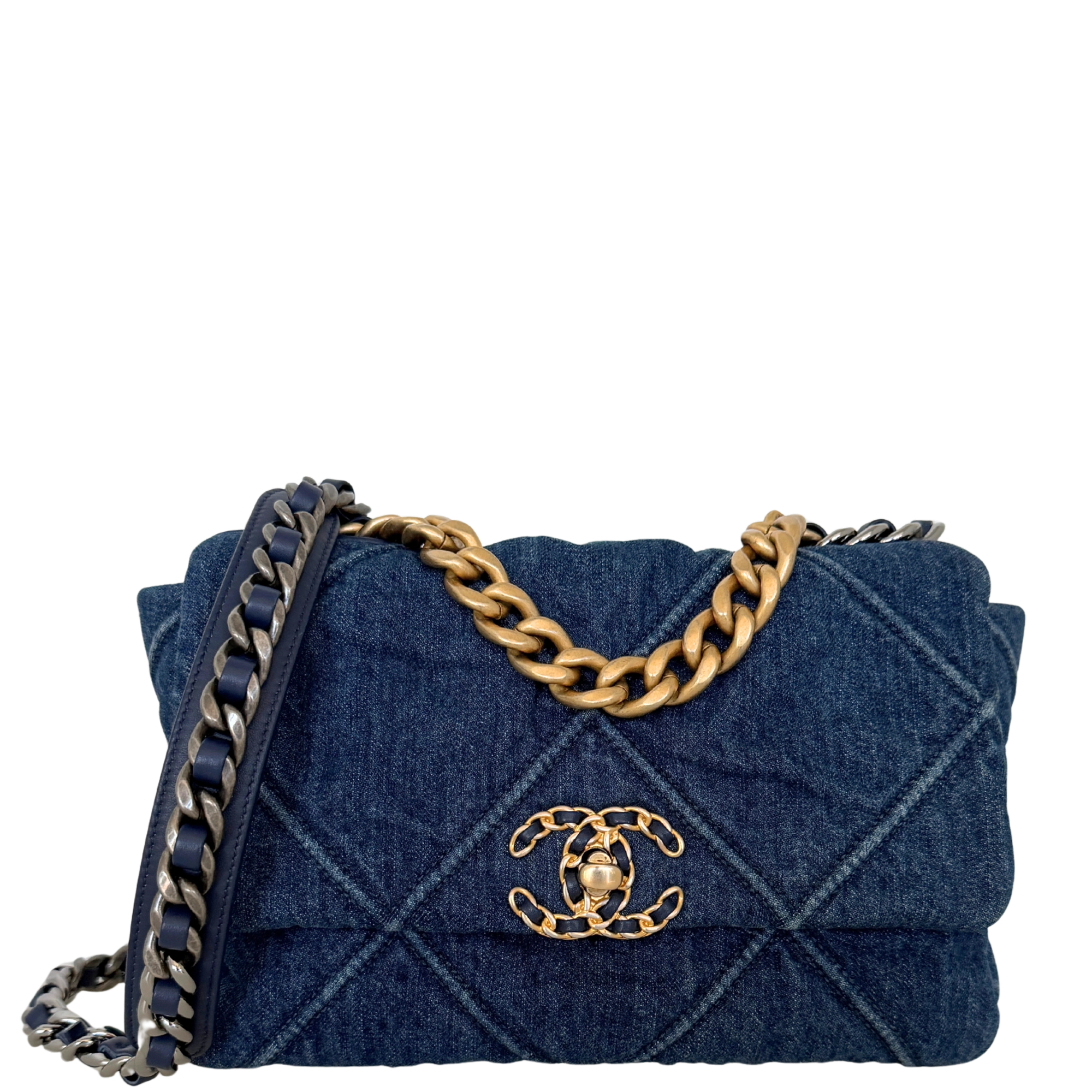 Chanel 19 Flap Bag Small Tasche Denim blau Fullset / sehr gut Chanel
