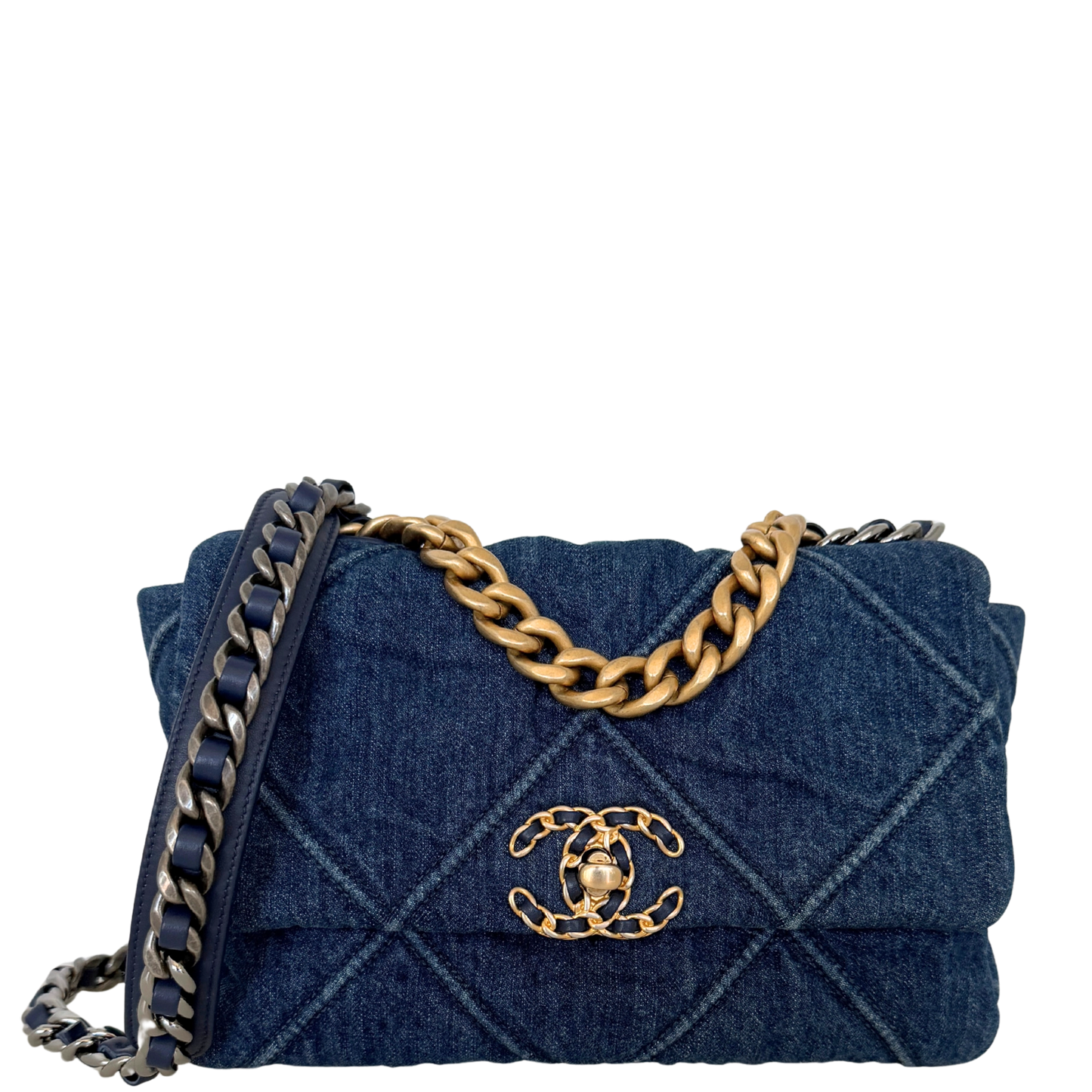 Chanel 19 Flap Bag Small Tasche Denim blau Fullset / sehr gut Chanel