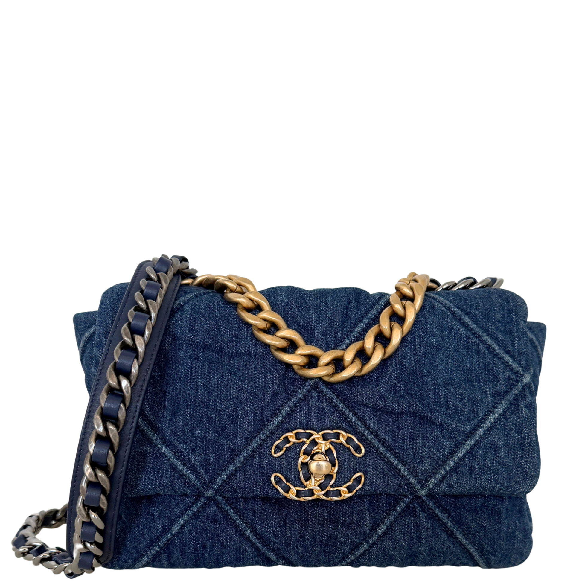 Chanel 19 Flap Bag Small Tasche Denim blau Fullset / sehr gut Chanel