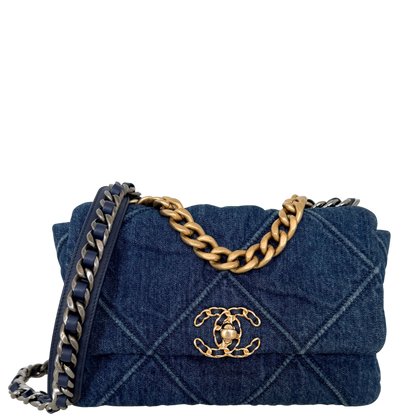 Chanel 19 Flap Bag Small Tasche Denim blau Fullset / sehr gut Chanel