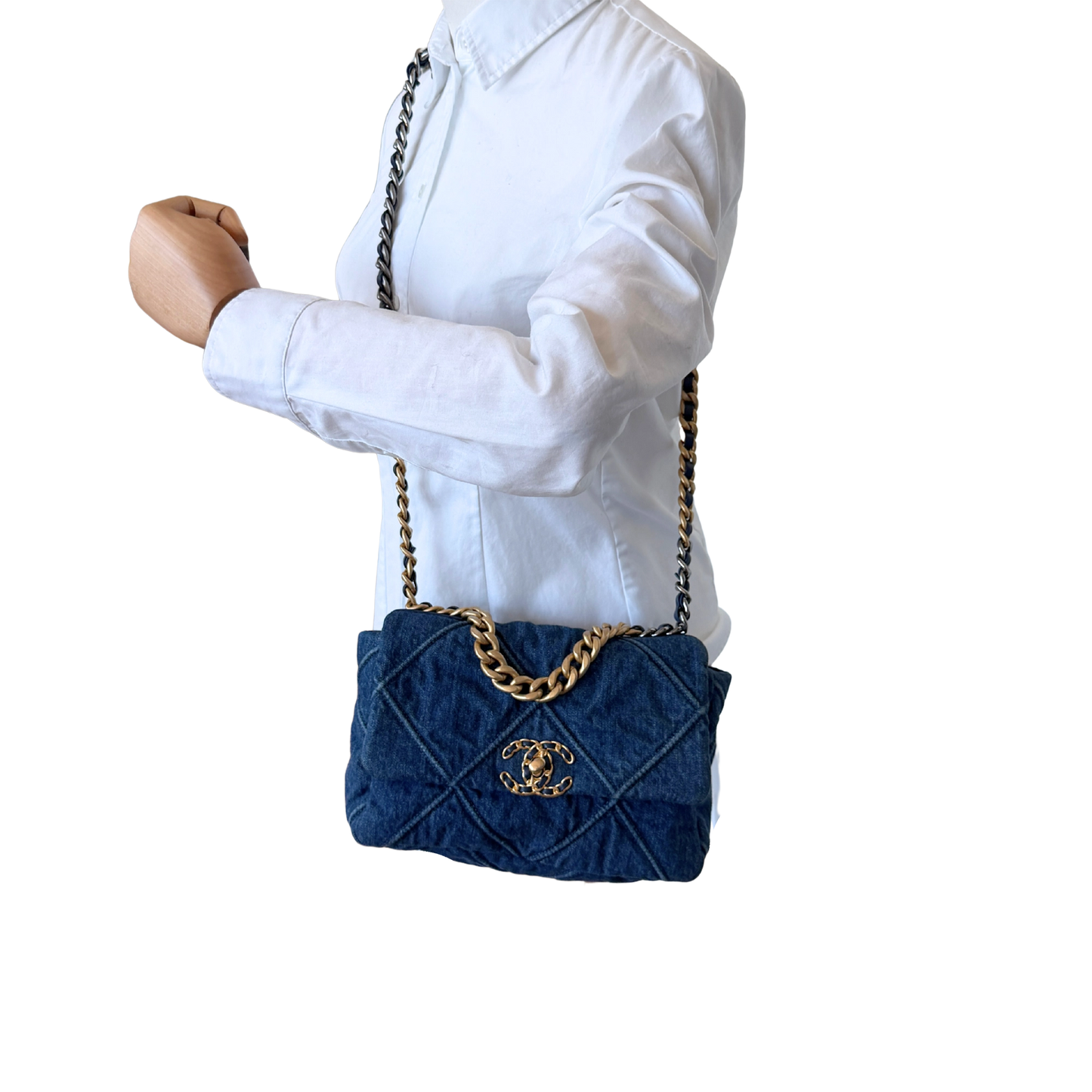 Chanel 19 Flap Bag Small Tasche Denim blau Fullset / sehr gut Chanel