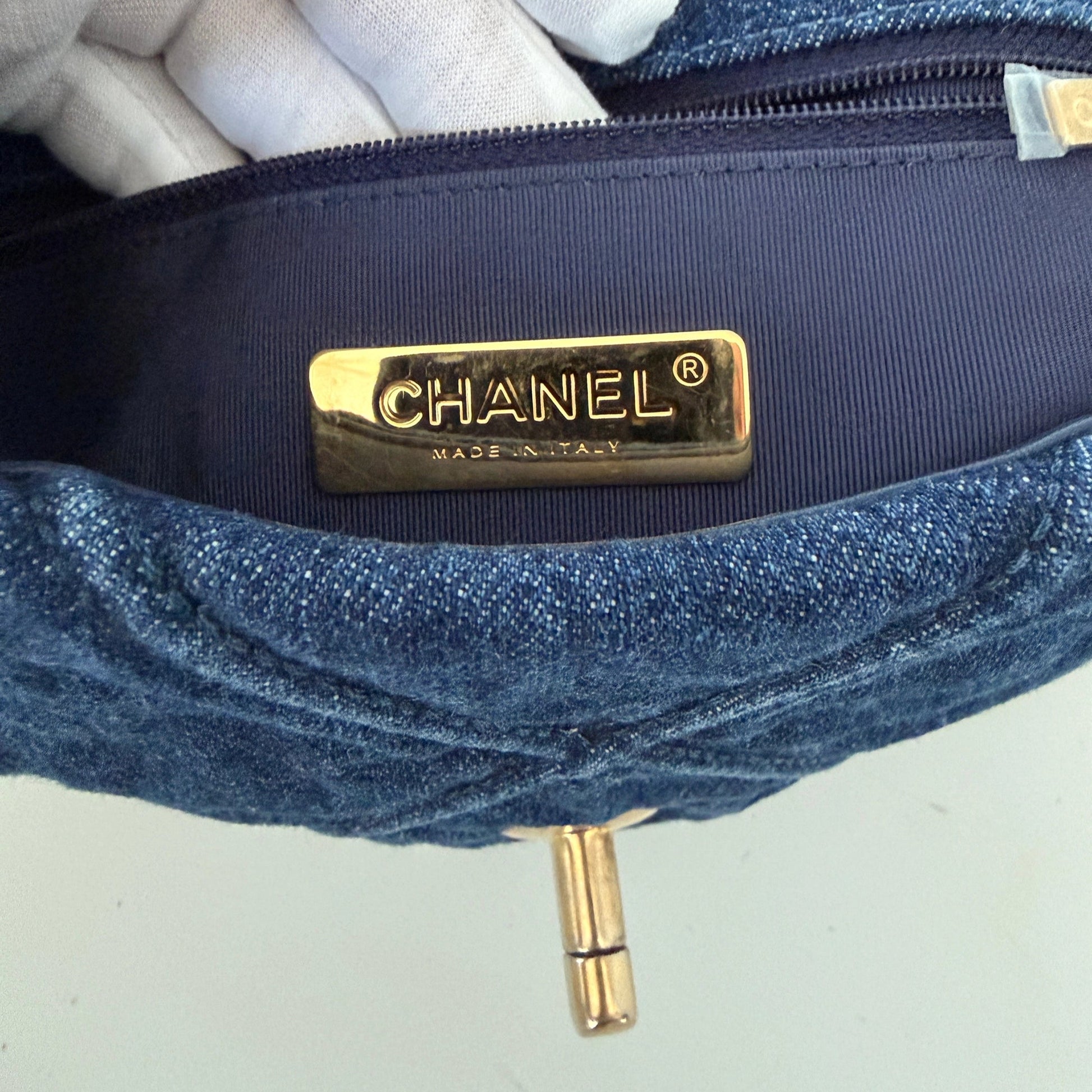 Chanel 19 Flap Bag Small Tasche Denim blau Fullset / sehr gut Chanel