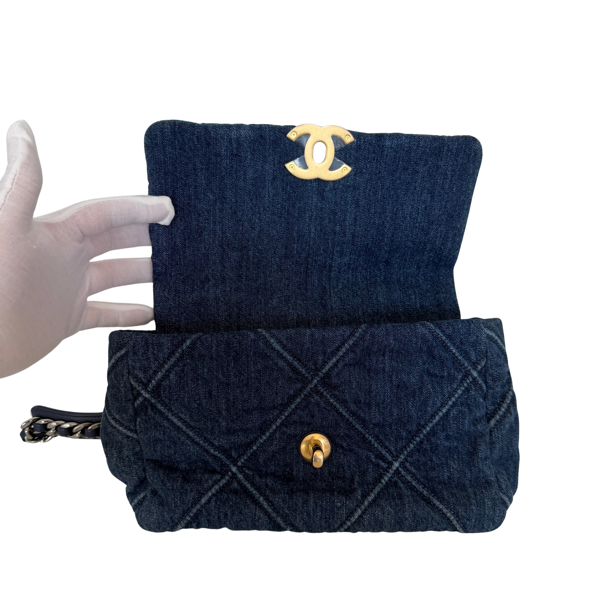Chanel 19 Flap Bag Small Tasche Denim blau Fullset / sehr gut Chanel