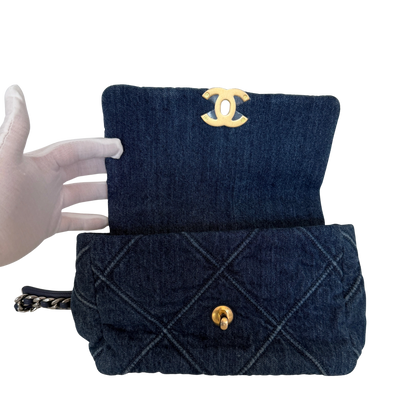Chanel 19 Flap Bag Small Tasche Denim blau Fullset / sehr gut Chanel