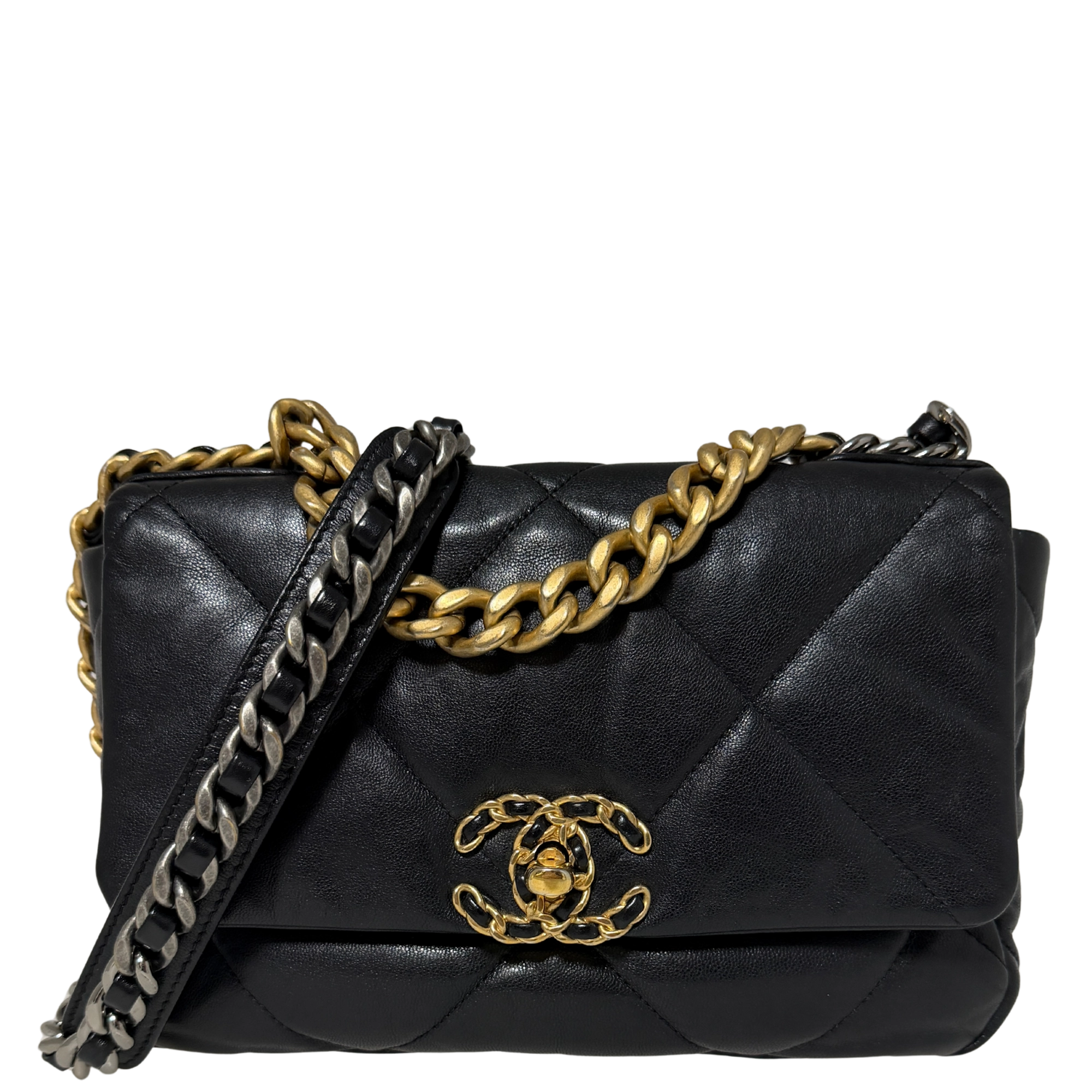 Chanel 19 Flap Bag Small Tasche Leder schwarz / sehr gut Chanel