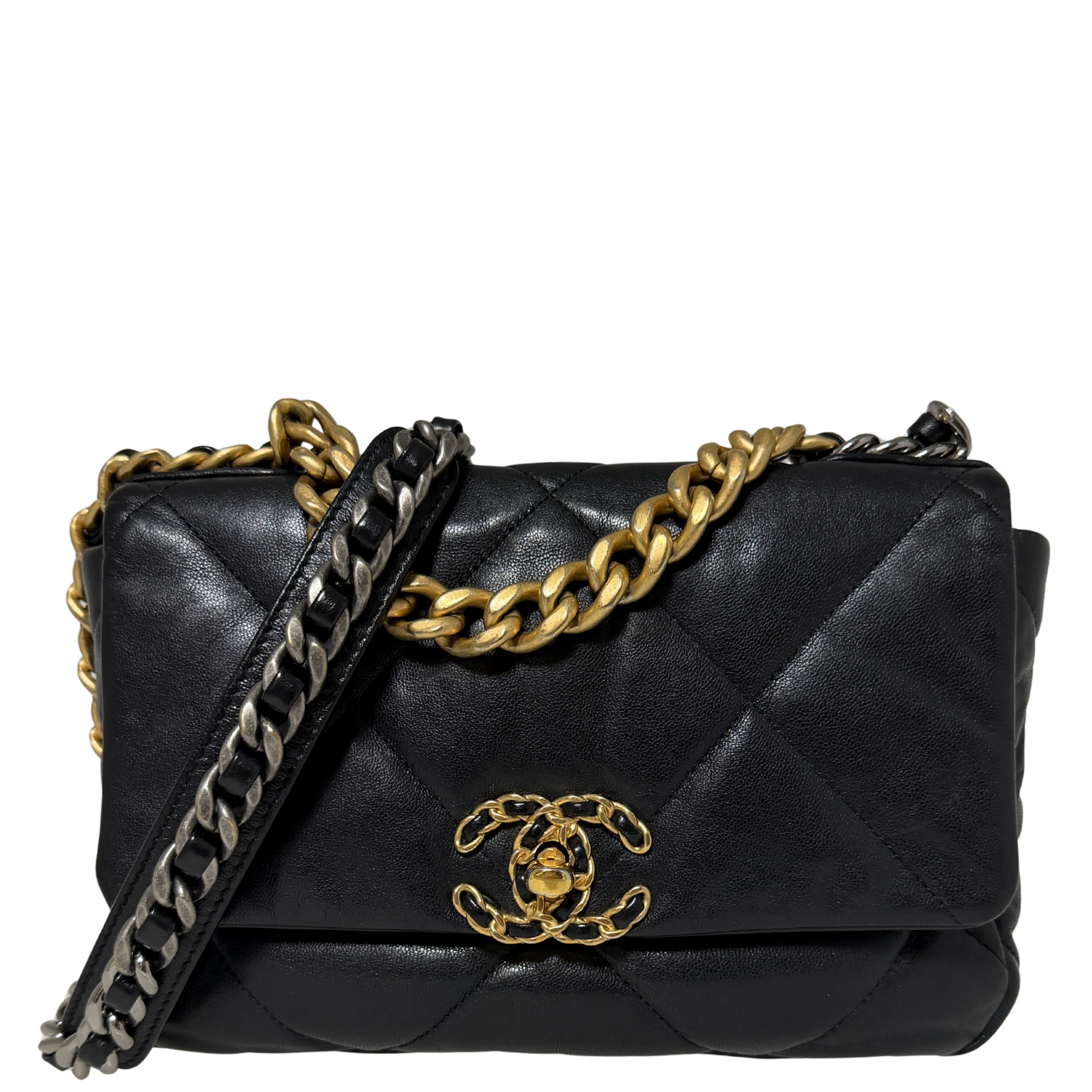 Chanel 19 Flap Bag Small Tasche Leder schwarz / sehr gut Chanel