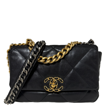 Chanel 19 Flap Bag Small Tasche Leder schwarz / sehr gut Chanel