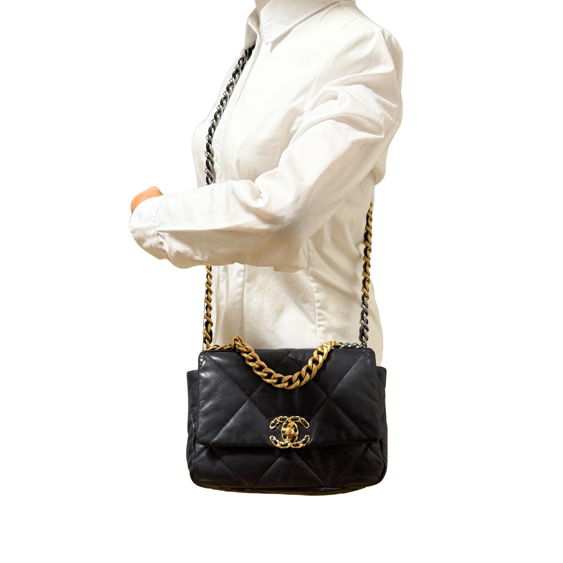 Chanel 19 Flap Bag Small Tasche Leder schwarz / sehr gut Chanel