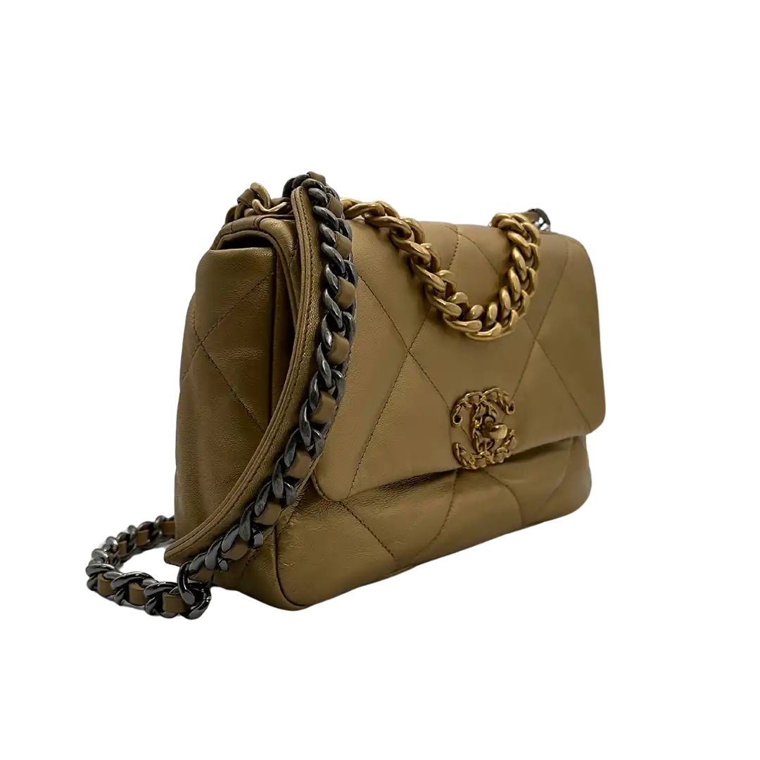 Chanel 19 Flap Bag Small Tasche Lammleder gold selten Fullset /  neuwertig