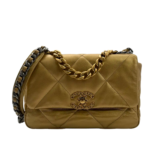 Chanel 19 Flap Bag Small Tasche Lammleder gold selten Fullset /  neuwertig