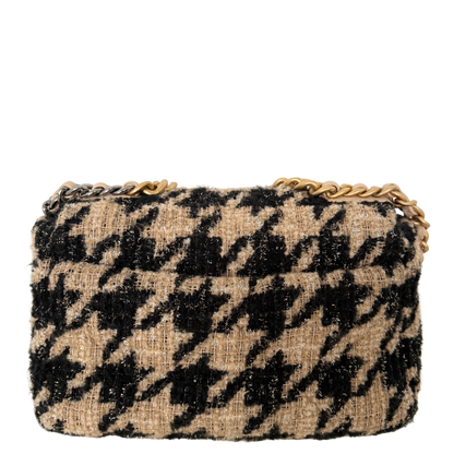 Chanel 19 Schulktertasche Tweed Hahnentritt Beige Schwarz Fullset / neuwertig Chanel