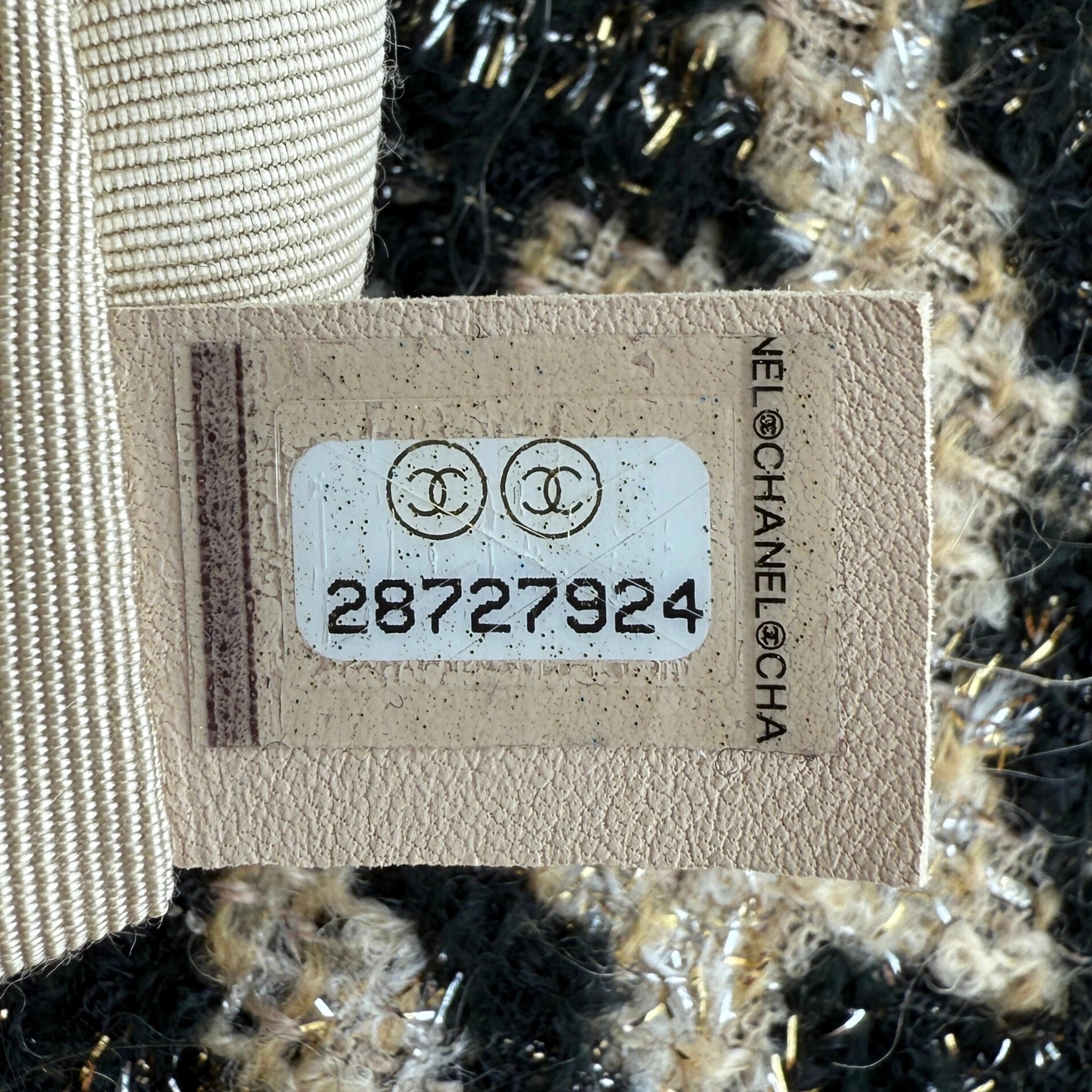 Chanel 19 Schulktertasche Tweed Hahnentritt Beige Schwarz Fullset / neuwertig Chanel