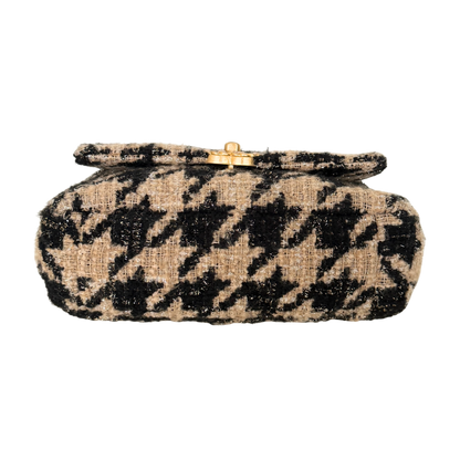 Chanel 19 Schulktertasche Tweed Hahnentritt Beige Schwarz Fullset / neuwertig Chanel