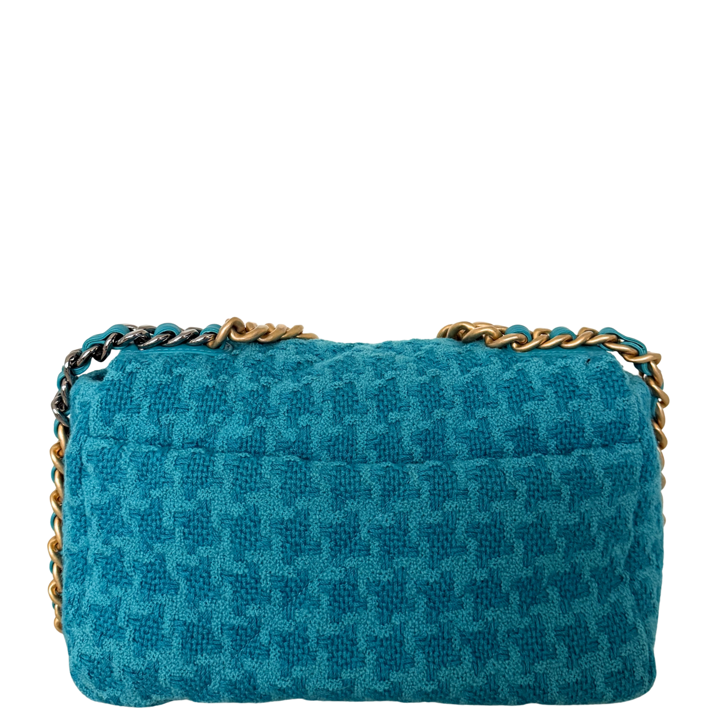 Chanel 19 Schultertasche Tweed Blau Fullset / neuwertig Chanel
