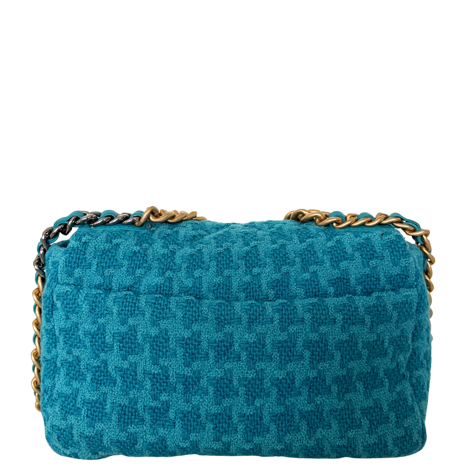 Chanel 19 Schultertasche Tweed Blau Fullset / neuwertig Chanel