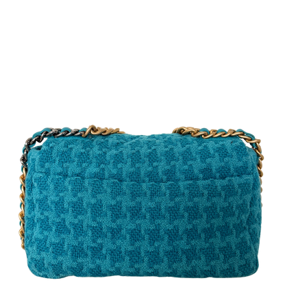 Chanel 19 Schultertasche Tweed Blau Fullset / neuwertig Chanel