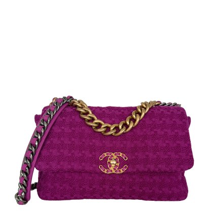 Chanel 19 Flap Bag Tweed Medium lila / neuwertig Chanel