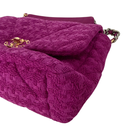 Chanel 19 Flap Bag Tweed Medium lila / neuwertig Chanel