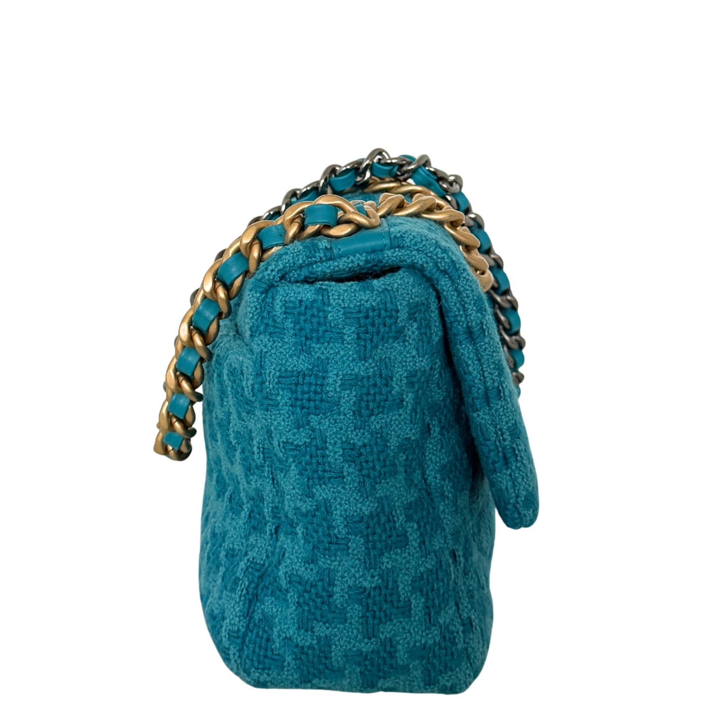 Chanel 19 Schultertasche Tweed Blau Fullset / neuwertig Chanel