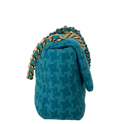 Chanel 19 Schultertasche Tweed Blau Fullset / neuwertig Chanel