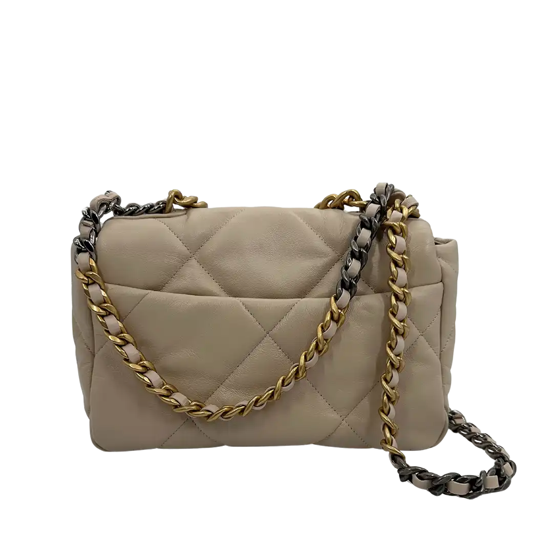 Chanel 19 Flap Bag Small Tasche Lammleder beige /  neuwertig Chanel