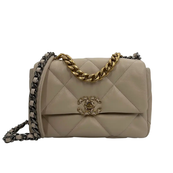 Chanel 19 medium beige sale